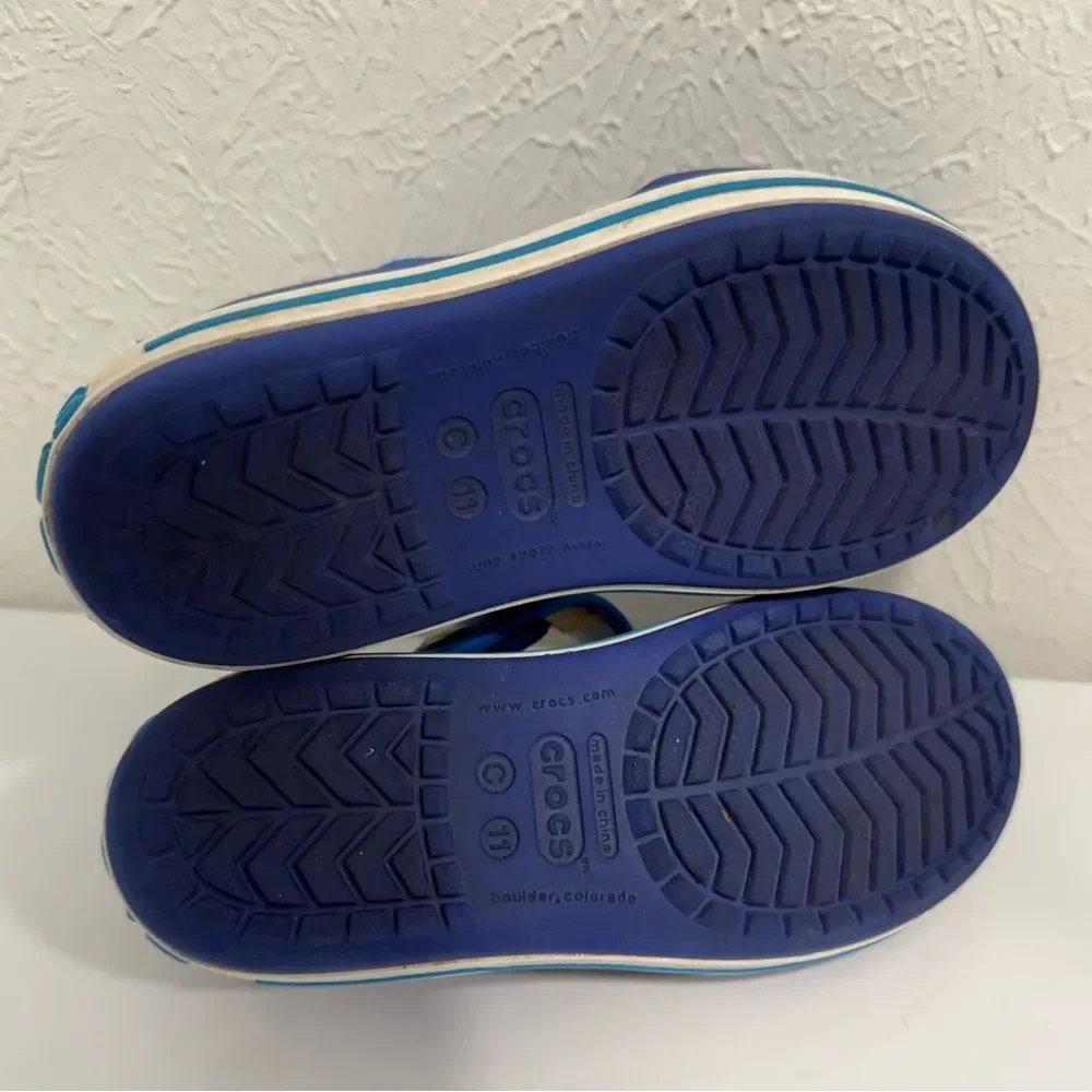 Crocs Crocband Blue Kids Sporty Sandals Size 11C VGUC